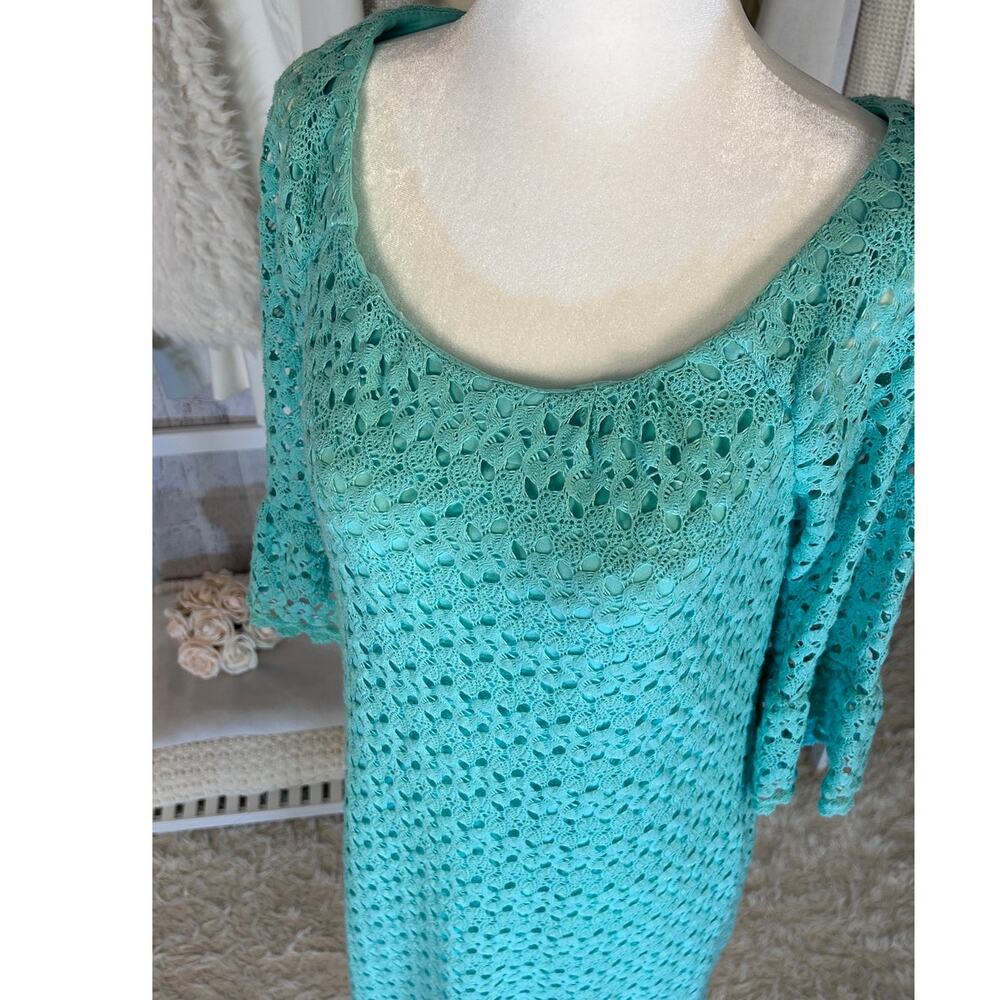 Rabbit, Rabbit, Rabbit Womens Sz M Mint Green Lace Bell Sleeve Shift Dress #0097 - Picture 4 of 7